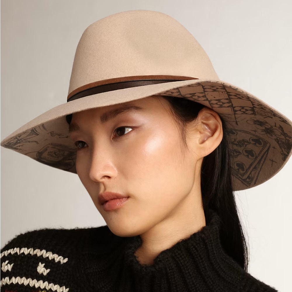NWT Golden Goose Dove Fedora Hat With leather Strap